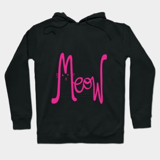 Meow Cute Cat Magenta Minimalist FunnyTypography Hoodie